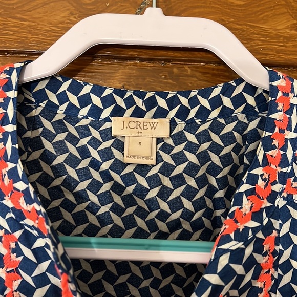 J Crew factory.  Very lightly worn top. Blue, white and dark pink. Tassels - Picture 3 of 7